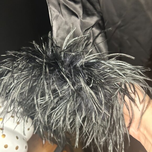 NWT Sleeper Suzi Maxi Dress with Detachable Feathers in Black - Picture 4 of 6